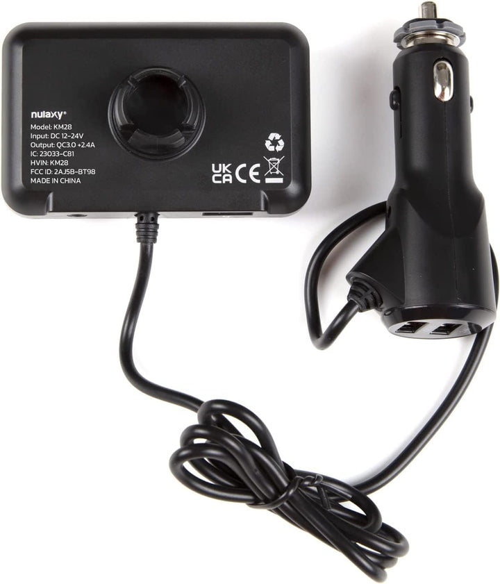 Nulaxy Bluetooth Adapter Auto FM Transmitter Bluetooth V5.0 Grosser Bildschirm Unterstützung für Han