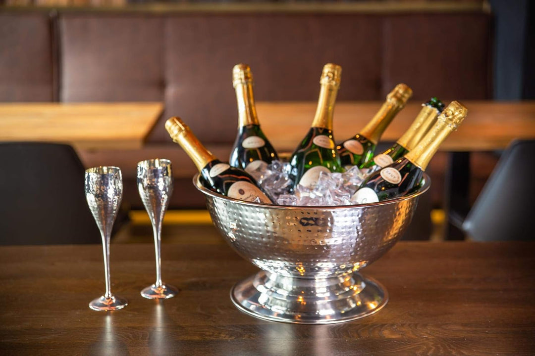 EDZARD 2er Set Champagner Kühler Cara (Ø 40 cm, gross) aus Edelstahl - Flaschenkühler, Sektkühler, G