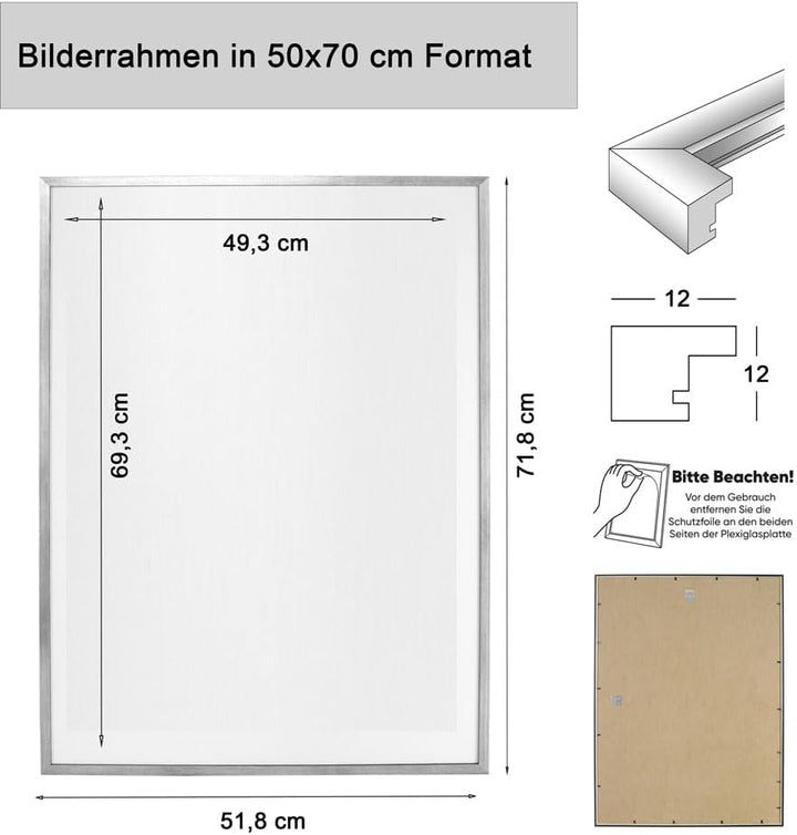 IDEAL TREND 3er 5er Set Holz Bilderrahmen Lifestyle Plexi Foto Rahmen Collage Wanddeko Poster S111: