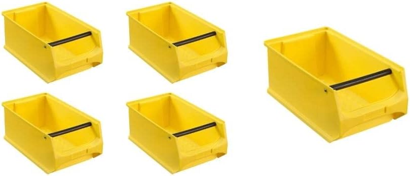 SparSet 5x Gelbe Sichtlagerbox 4.1 mit Griffstange | HxBxT 15x20x35cm | 7,2 Liter | Sichtlagerbehält