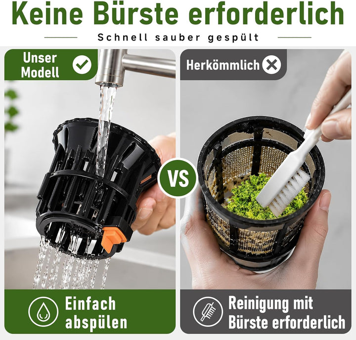 AAOBOSI Entsafter Slow Juicer 600W mit 165 mm extragrosser Einfüllöffnung Silbergrau 165MM, Silbergr