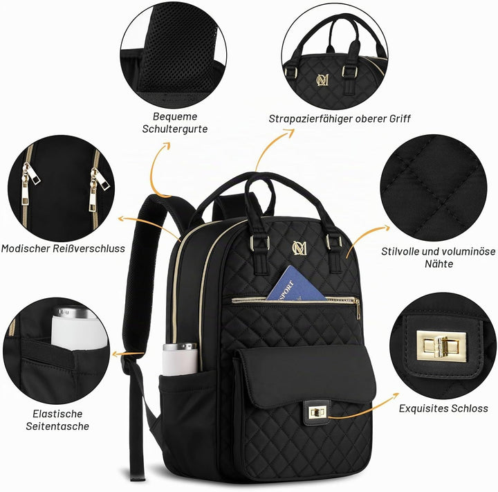 Rucksack Damen Laptoptasche 17,3 Zoll,Schulrucksack Mädchen Teenager Schultasche für Uni Studium,Arb