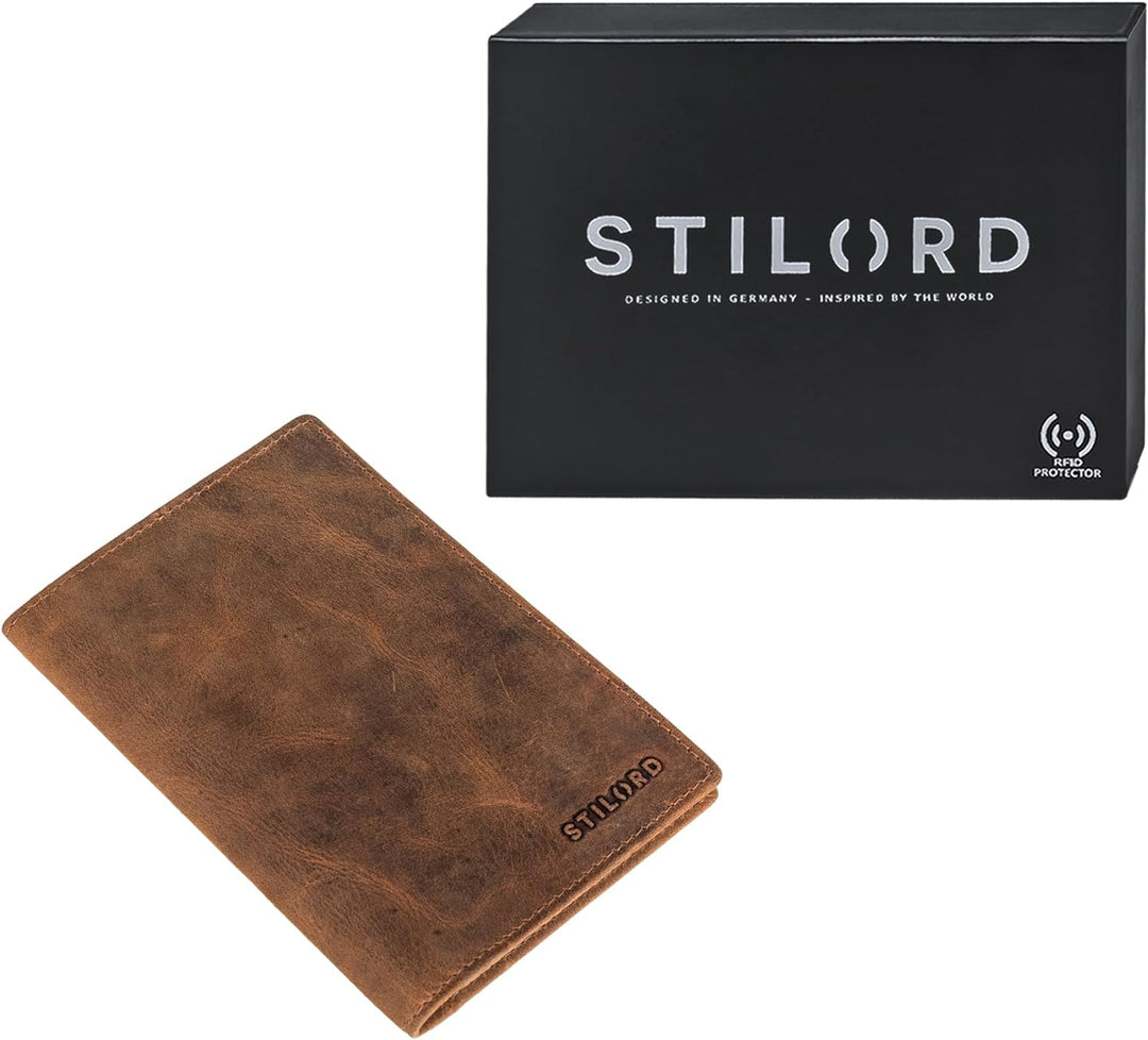 STILORD 'Arthur' Reisepasshülle Leder Reisezubehör Ausweismappe Echt Leder Reisedokumententasche Led