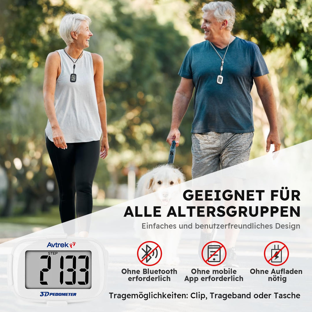 AVTREK Präziser 3D-Schrittzähler Mini-Schrittzähler für Walking oder Laufen im Freien Wanderaktivitä