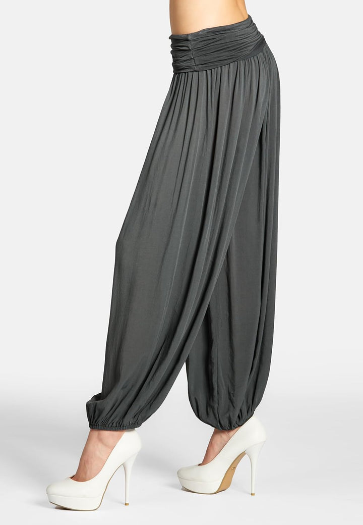 Caspar KHS035 leichte Damen Sommer Haremshose, Farbe:dunkelgrau, Mode Grösse:36