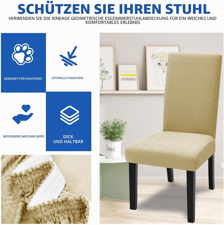 XINEAGE Stuhlhussen 6er Set, Stretch Stuhlhussen für Esszimmerstühle, Universale Stuhlhussen Waschba