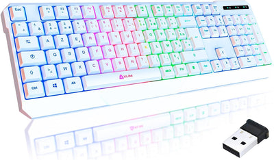 KLIM Chroma Kabellose Gamer-Tastatur AZERTY - Neuheit 2024 - Dünn, Langlebig, Ergonomisch, Diskret,