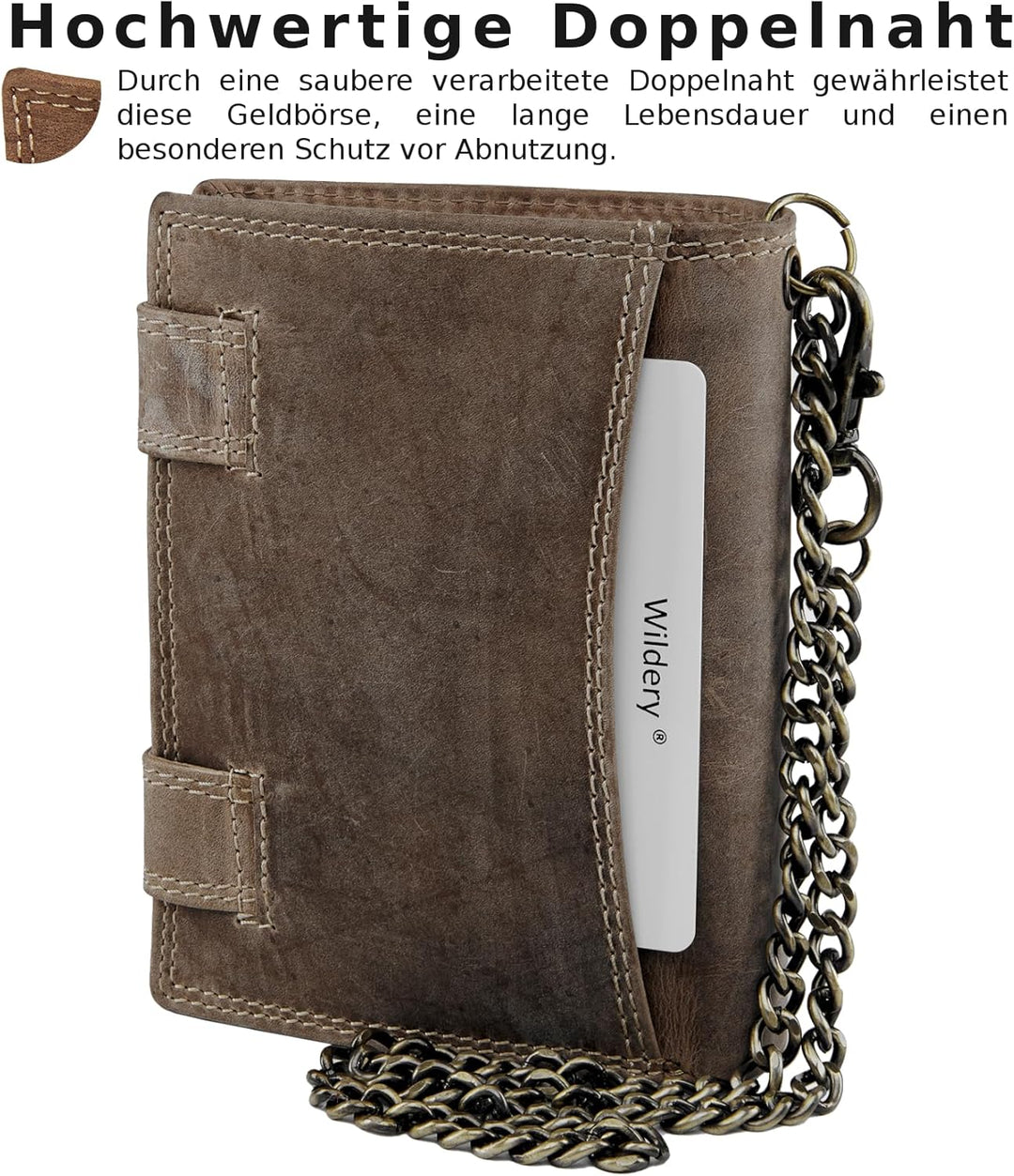 Wildery® RFID Biker Geldbörse mit Kette I Geldbeutel mit Kette Männer I Portemonnaie mit Sicherheits