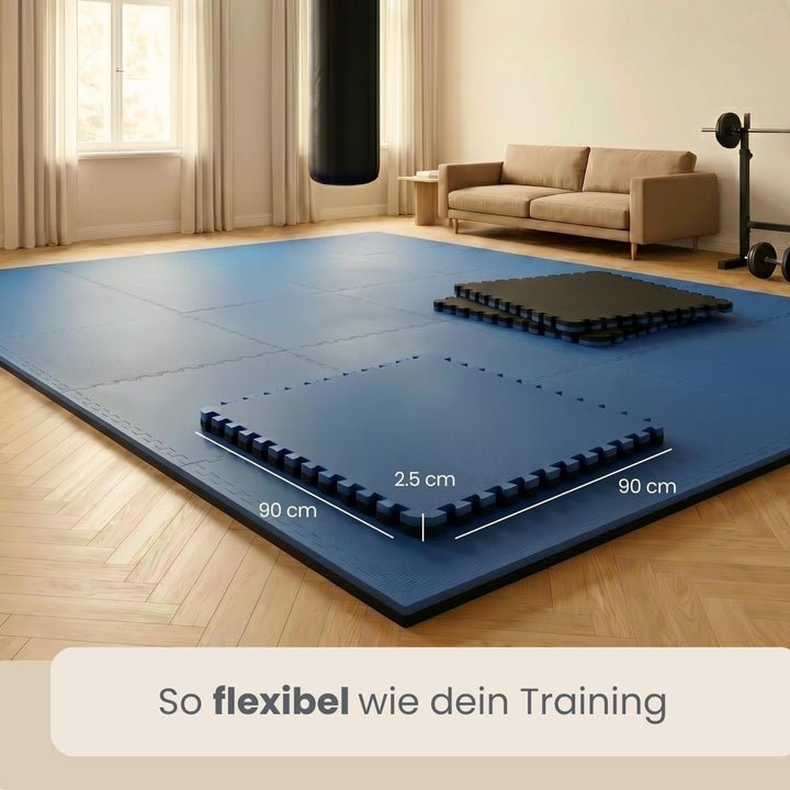 EYEPOWER 25mm Dicke Bodenschutz-Matte 90x90cm Trainingsmatte Puzzlematte erweiterbare Fitnessmatte i