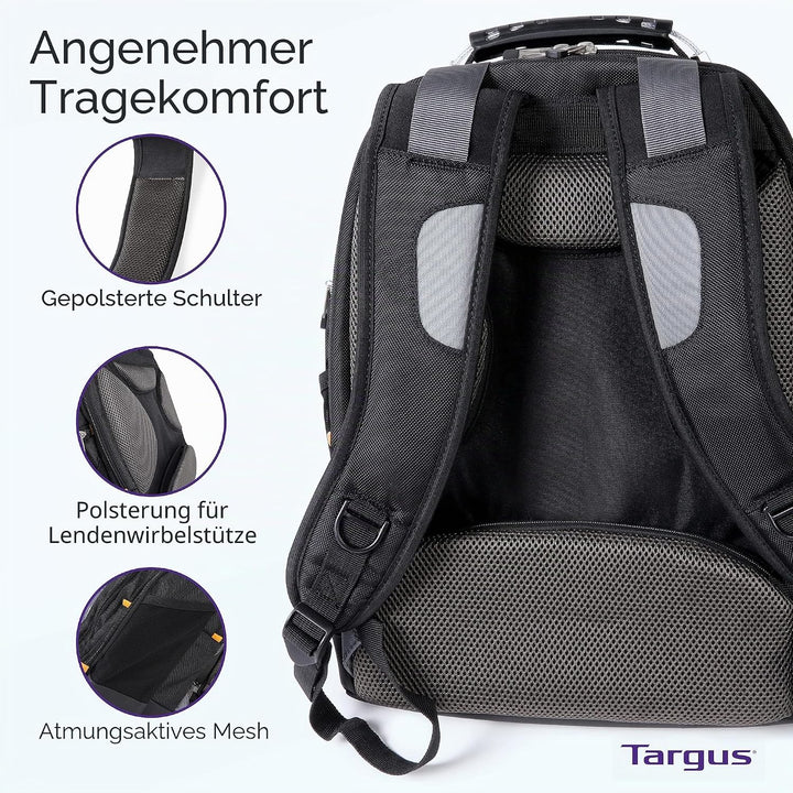 Targus DrifterTrek Backpack with USB Power Pass-Thru Port Schwarz/Grau 16" Zoll, Schwarz/Grau 16" Zo