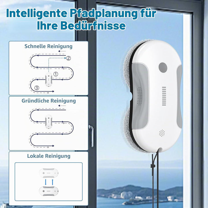Fensterputzroboter,5600Pa Fensterroboter mit Fernbedienung und Kantenerkennungssystem, Fensterputzro