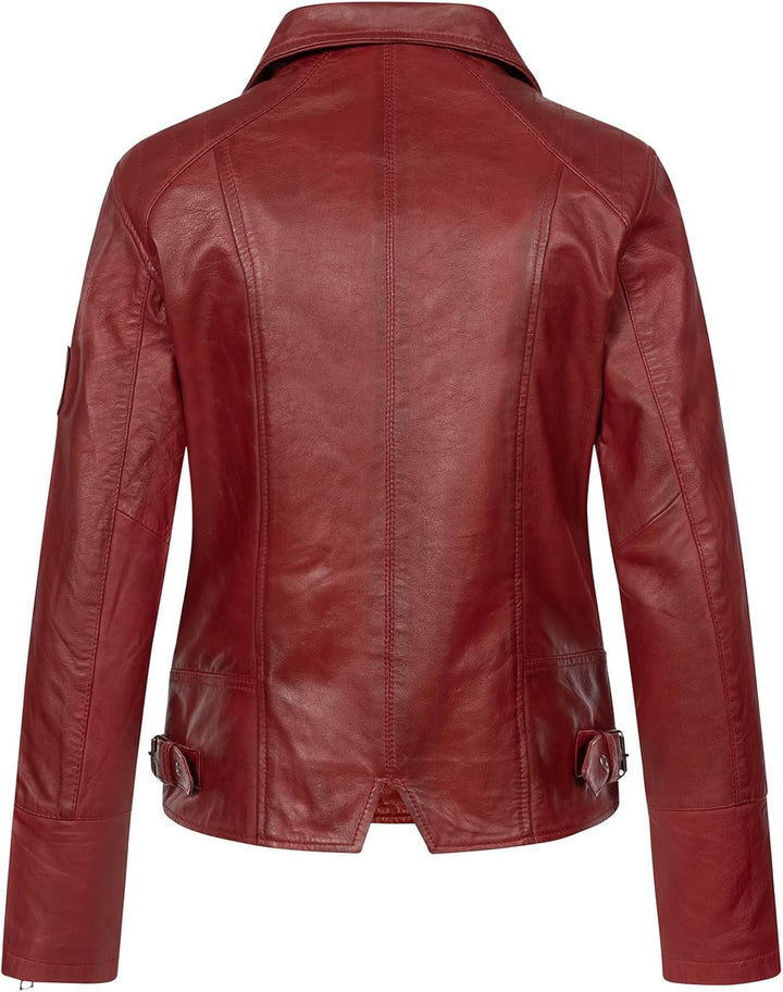 Damen Lederjacke echt Leder Jacke D-490, Rot