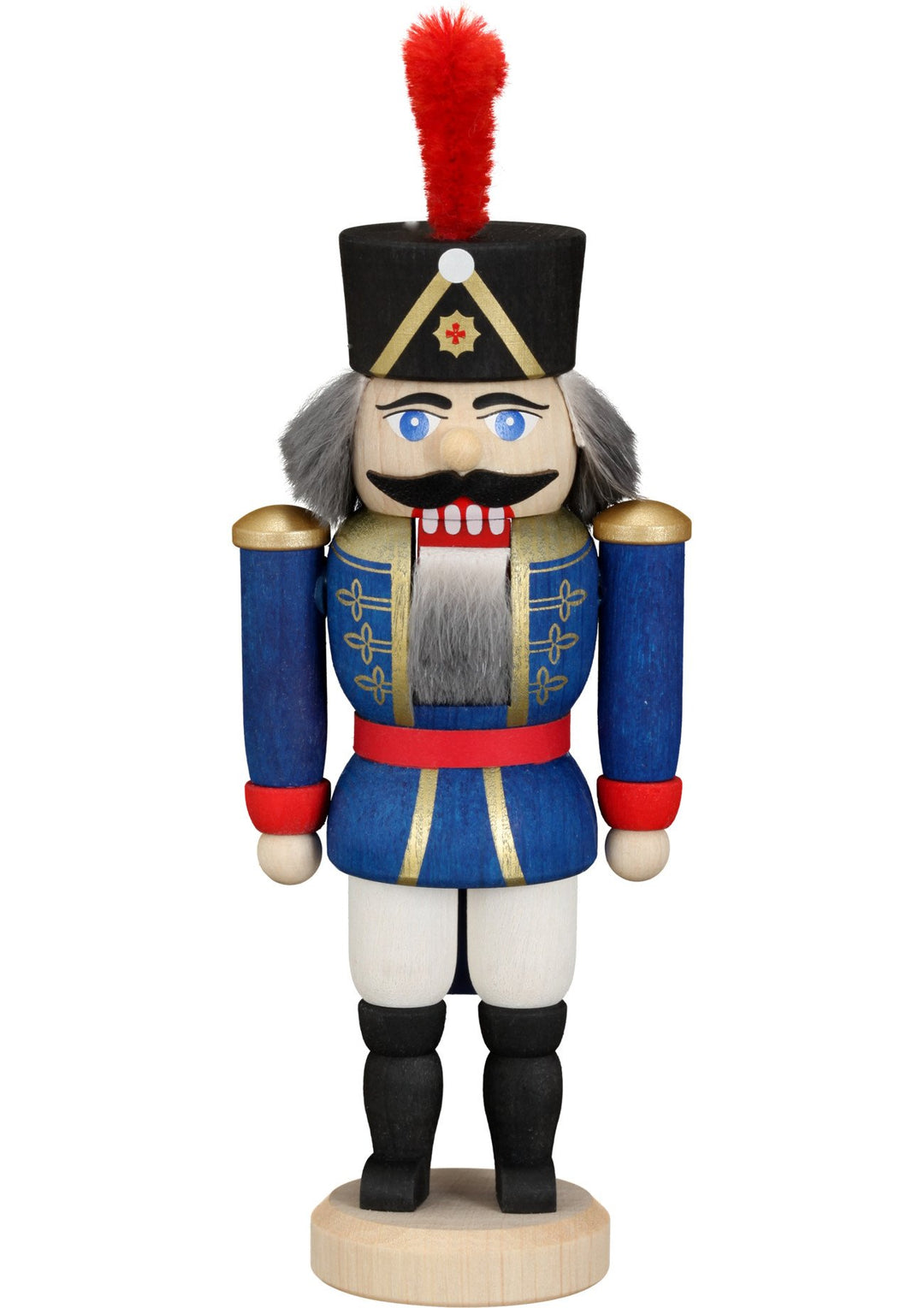 Seiffener Volkskunst Nussknacker Husar 15 cm Hoch Original Erzgebirge (blau)