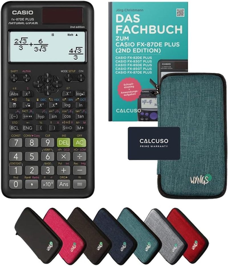 CALCUSO Standardpaket: Casio FX-87DE Plus 2 technisch-wissenschaftlicher Taschenrechner + WYNGS Schu