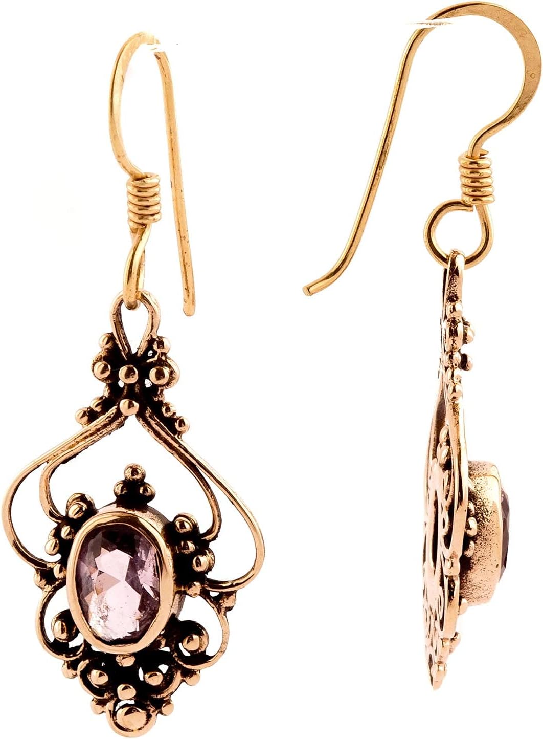 WINDALF Bohemia Ohrringe SALIA 3.5 cm Mediaval Ohrschmuck Amethyst Vintage Ornamentik Bronze
