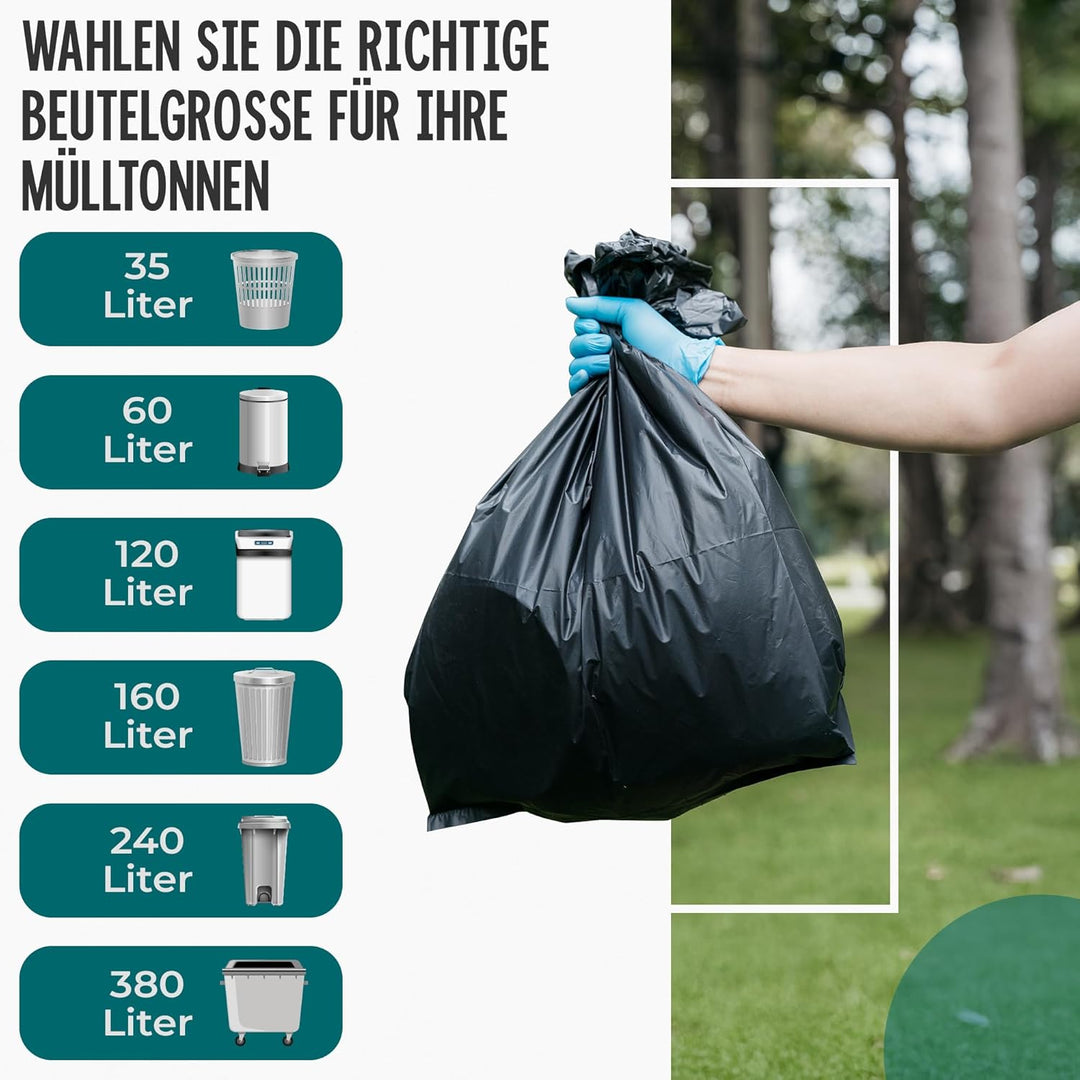 Müllbeutel 160L - Extrem Reissfest, Extra Stark, Ideal Für Haushalt, Garten Und Betrieb -6 x 10er Ro