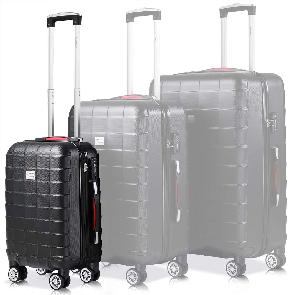 monzana Handgepäck Trolley Koffer | Grösse M | TSA Schloss | Zwillingsrollen | Schwarz | Reisekoffer