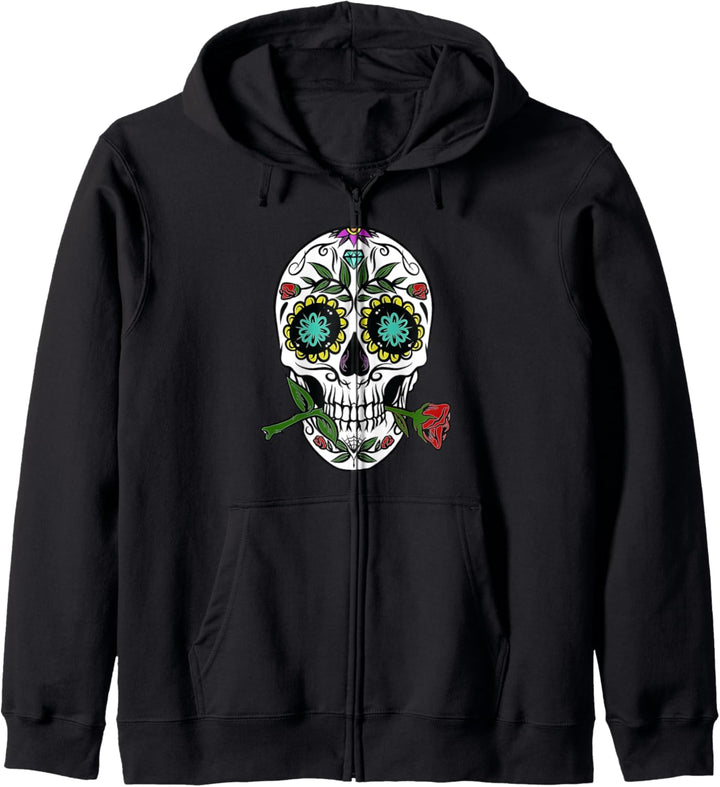 Halloween Totenkopf Dia de los Muertos Tag der Toten Kapuzenjacke