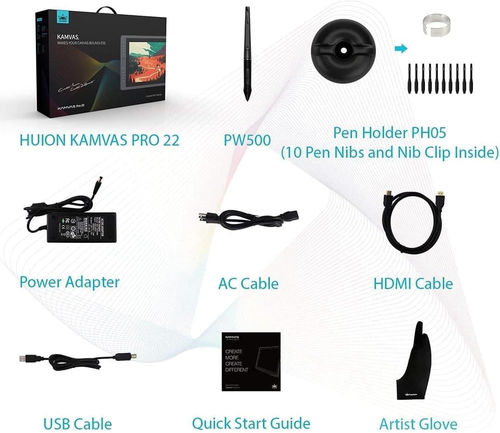 HUION Kamvas Pro 20 Graphic Tablet 5080 lpi 434.88 x 238.68 mm USB Black