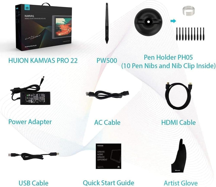 HUION Kamvas Pro 20 Graphic Tablet 5080 lpi 434.88 x 238.68 mm USB Black