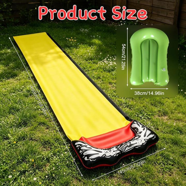 Wasserrutsche Garten, 15.7ft/480cm Wasser Rutsche, Wasserspielzeug Wasserrutschmatte mit 1 Bodyboard
