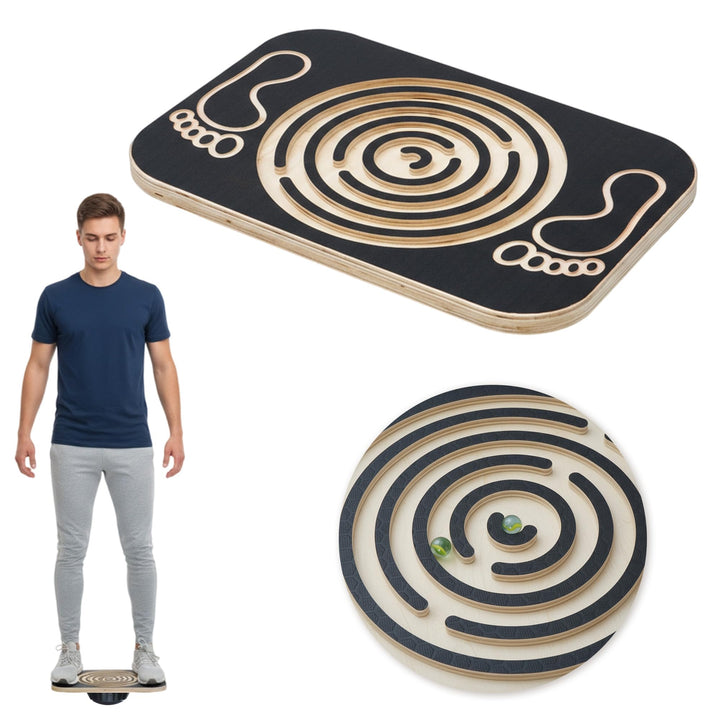 Balance Board Holz mit Integrierten Kugellabyrinth Wackelbrett für Alle Altersgruppen Gleichgewichts