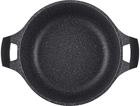 Royalty Line RL-GSM Kasserolle mit Deckel aus Glas, Marmor-Beschichtung, Burgunderrot, 26 cm - RL-GS