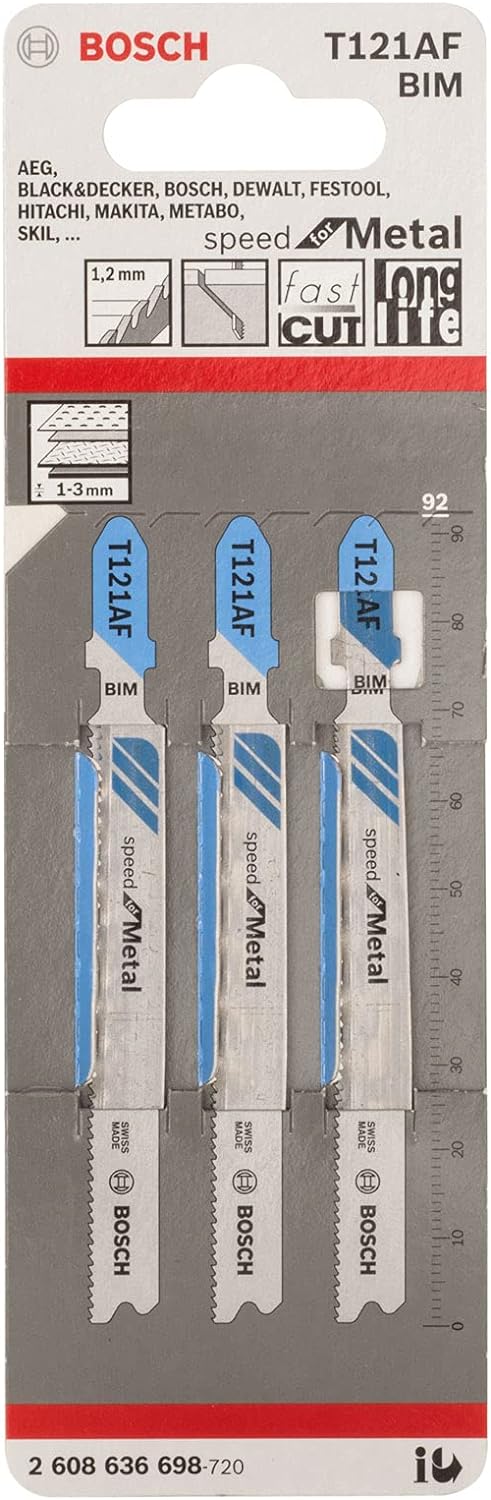 Bosch Professional 25x Stichsägeblatt T 121 AF Speed for Metal (für Stahlbleche, Zubehör Stichsäge)