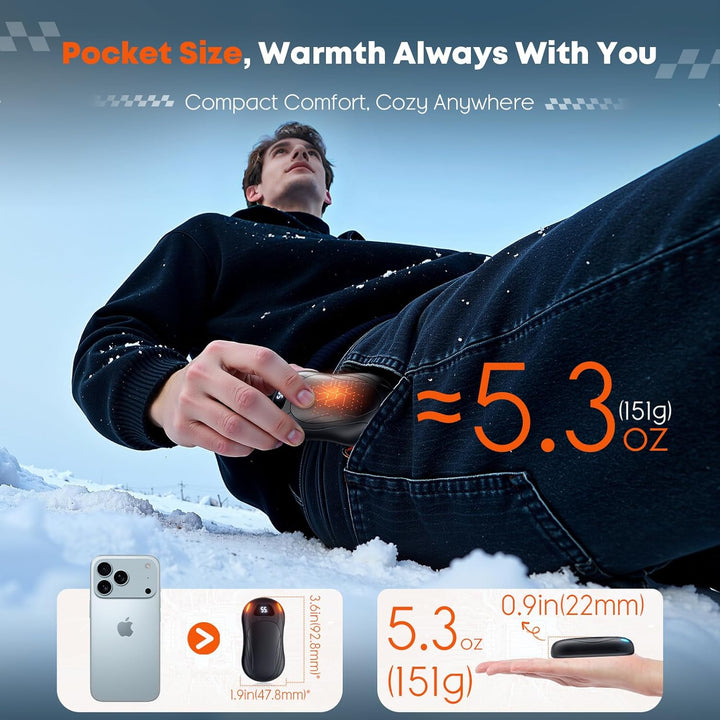 Elektrischer Handwärmer 2er-Pack, 12000 mAh Wiederaufladbarer Handwärmer mit Magnetischer Doppelseit