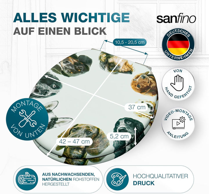 Premium WC Sitz mit Absenkautomatik – hochwertige Toilettendeckel aus Holz, viele bunte Motive, hohe