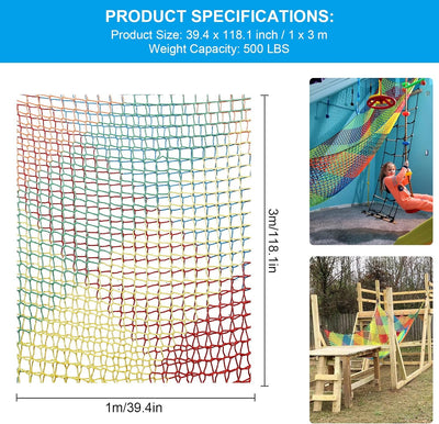 MENAYODA Kletternetz Spielplatz, Schwerlast Doppellagiges Schutznetz Kinder Klettergerüst Schaukel,