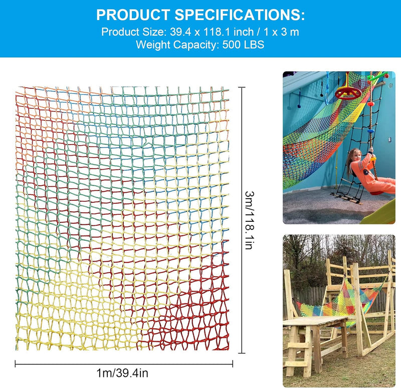 MENAYODA Kletternetz Spielplatz, Schwerlast Doppellagiges Schutznetz Kinder Klettergerüst Schaukel,