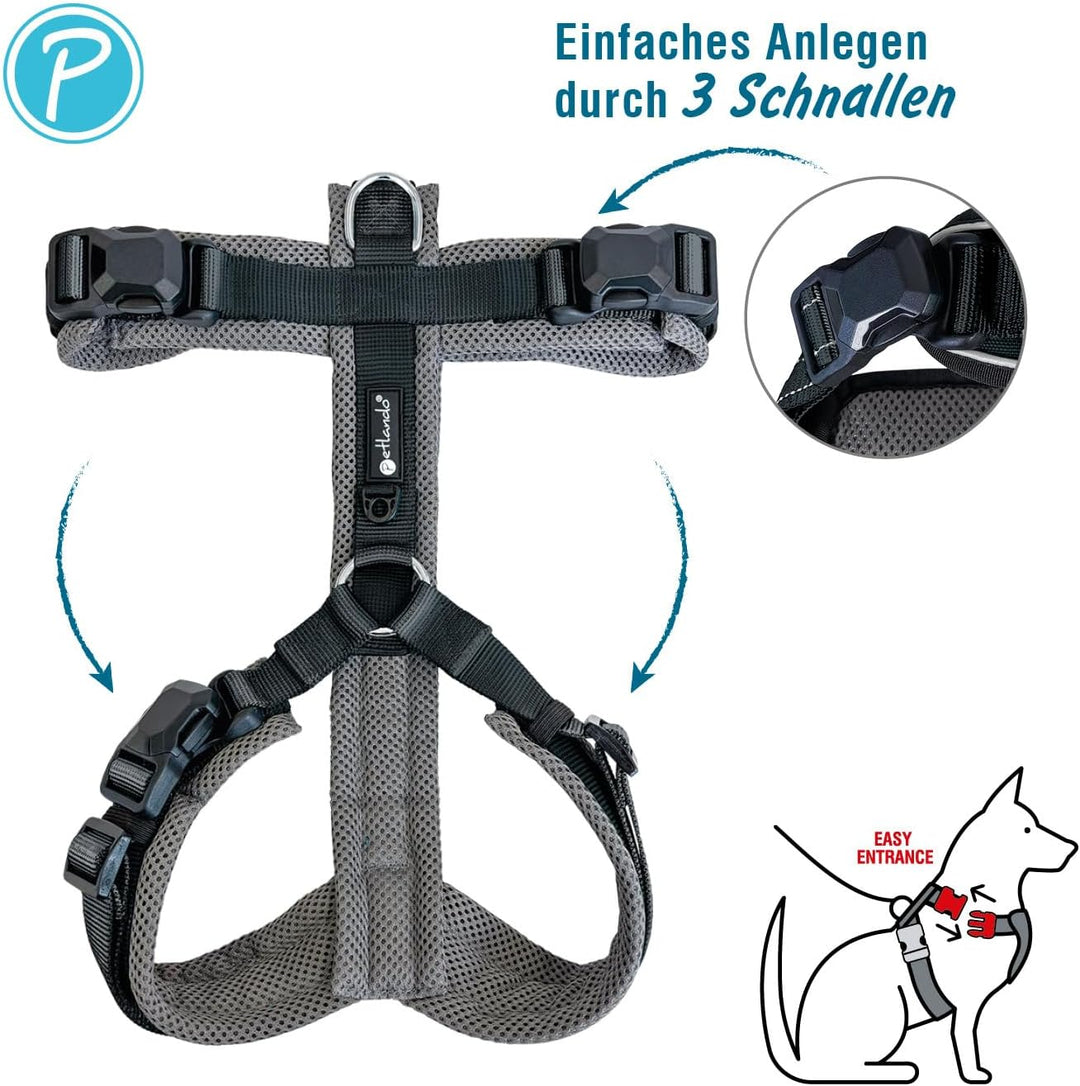 Petlando Hundegeschirr Magnetech Y-Comfort – Innovative Magnetschnalle, atmungsaktiv, mit Mesh gepol