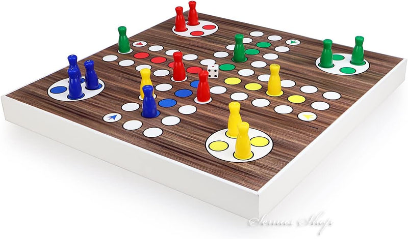 5 in 1 Spielesammlung Mühle, Dame, Ludo, Backgammon, Schach