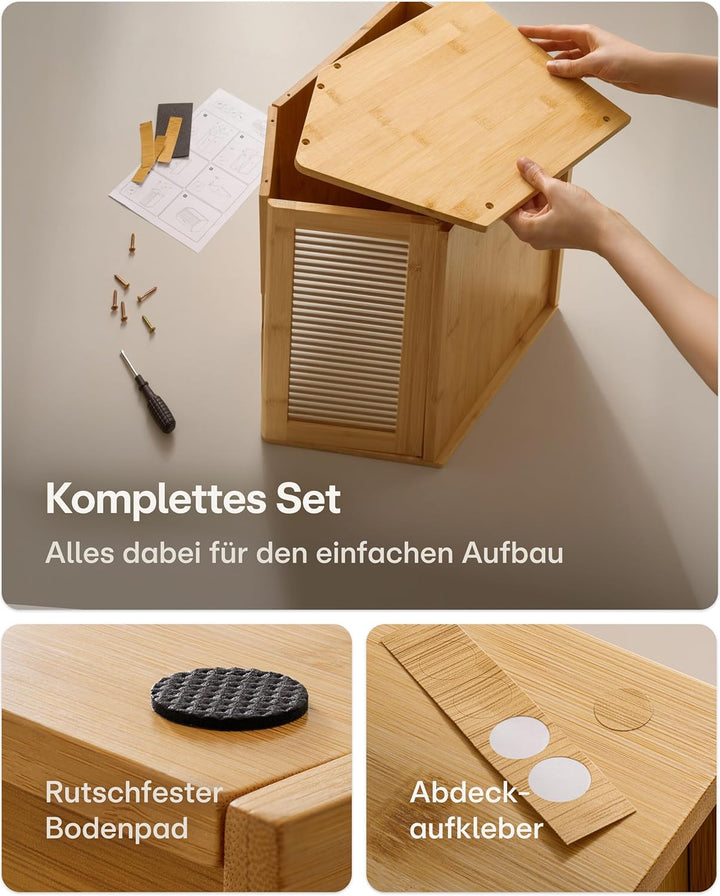 Praknu Brotkasten Holz Gross – 40x33cm Brotbox mit zusätzlicher Ablagefläche – Brot Aufbewahrungsbox