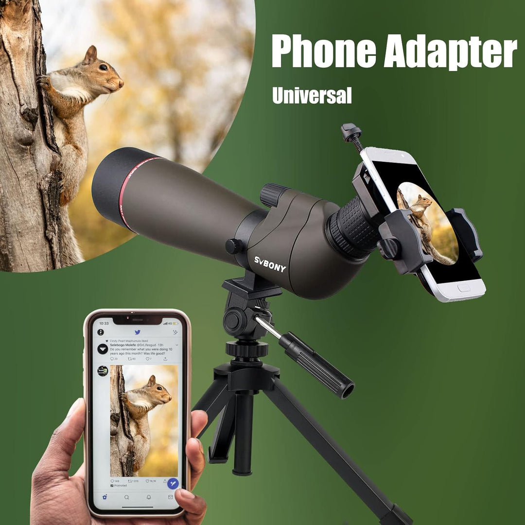 Svbony SV13 Spektiv 20-60x80, Tischstativ, Smartphone Adapter, HD Wasserdicht Porro Prisma Abgewinke