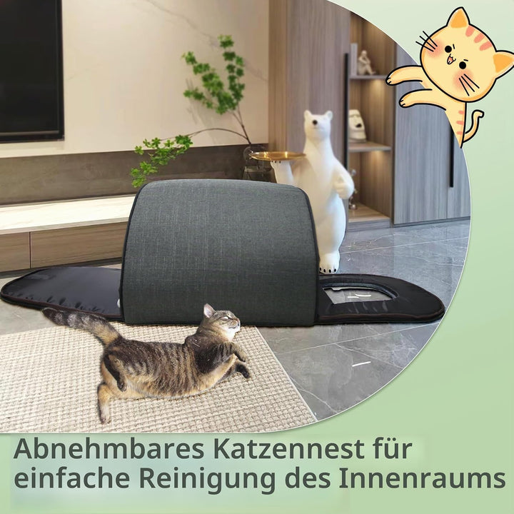 Katzenhöhle für Drinnen Katzen Höhlenbett mit Plüsch Katzenkissen Schlafhaus Haustierhaus Faltbares