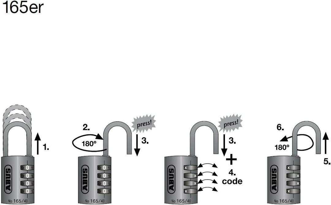 ABUS Zahlenschloss 165/40 - Vorhängeschloss aus Messing - mit individuell einstellbarem Zahlencode -