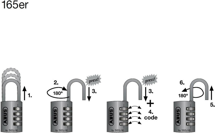 ABUS Zahlenschloss 165/40 - Vorhängeschloss aus Messing - mit individuell einstellbarem Zahlencode -