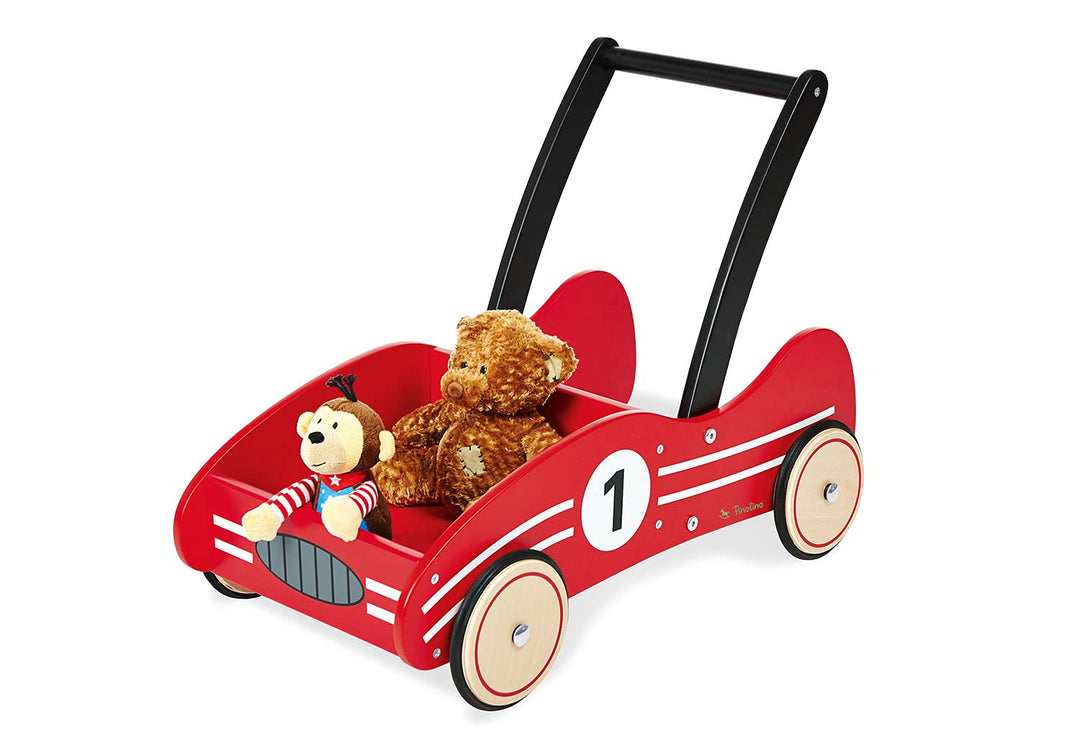 Pinolino Lauflernwagen Kimi, aus Holz, mit Bremssystem, Lauflernhilfe mit gummierten Holzrädern, für