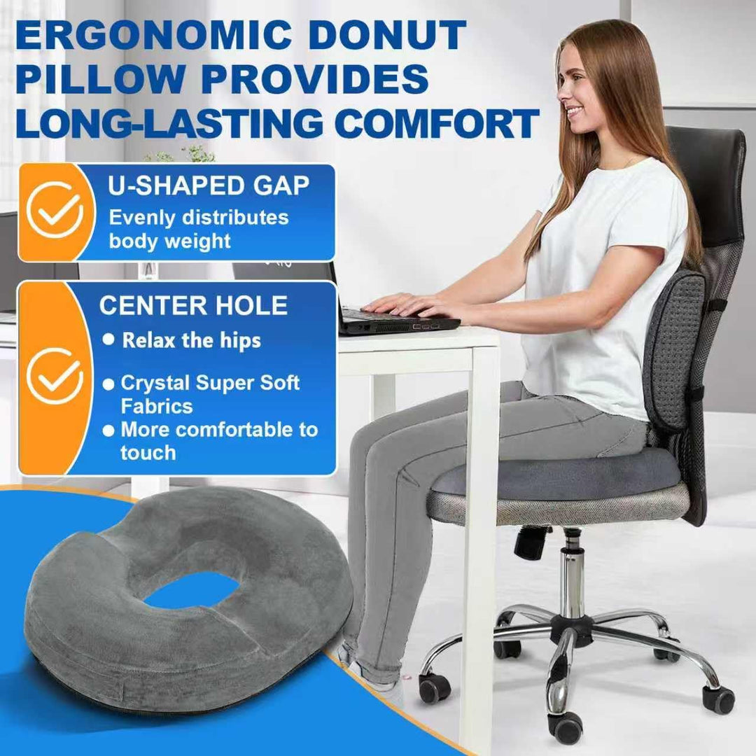 Donut Sitzkissen aus Memory Foam – Ergonomisches Ringkissen für Büro, Auto & Homeoffice – Druckentla