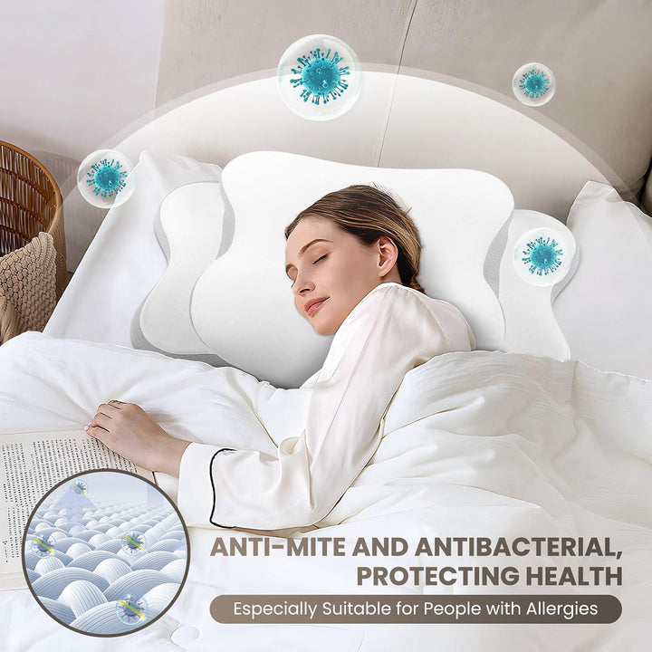 A-Pce Orthopädisches Nackenstützkissen aus Memory Foam, Weiss | Ergonomisches Kopfkissen für Seitens