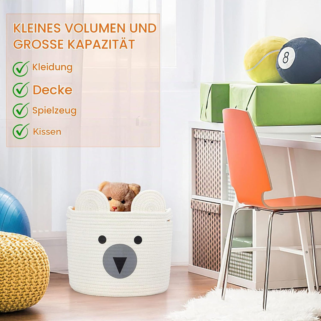 Aufbewahrungskorb Kinder aus Baumwolle für Spielzeug und Wäsche, Wäschekorb und Spielzeugkorb in ein