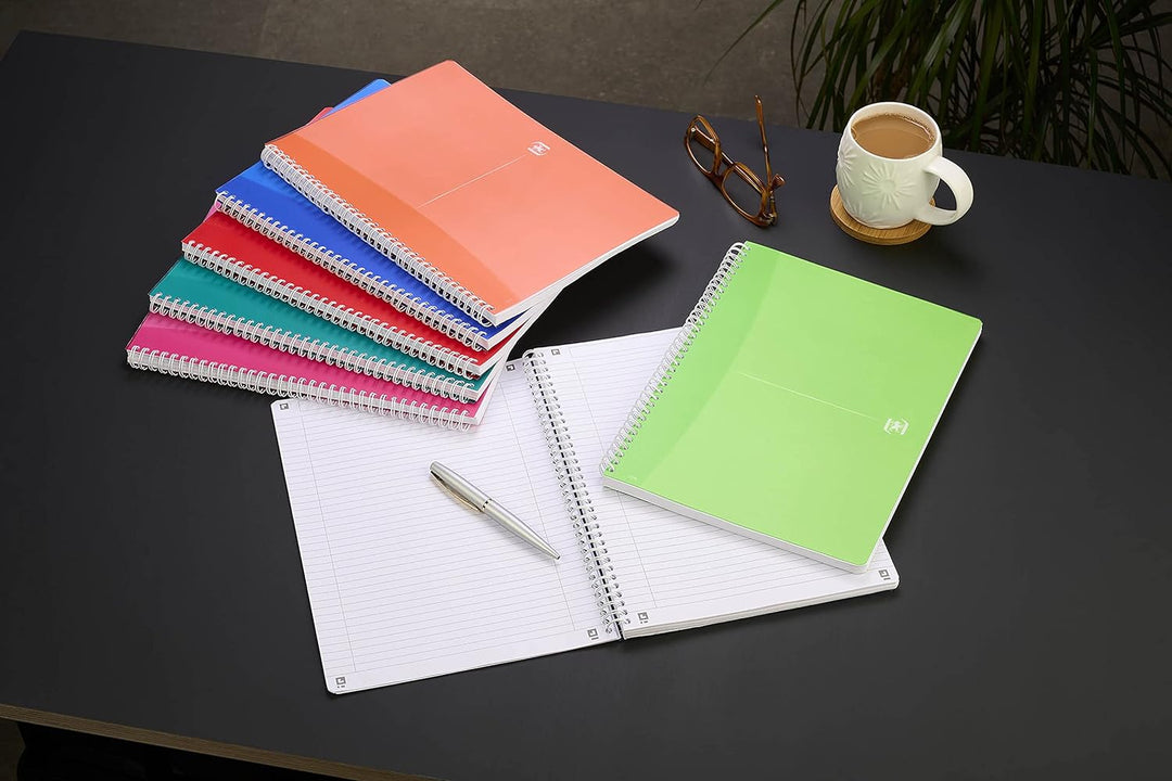 OXFORD Spiralbuch My Colours, 5er Pack, DIN A4, liniert, 90 Blatt, 4 Farben liniert A4, liniert A4