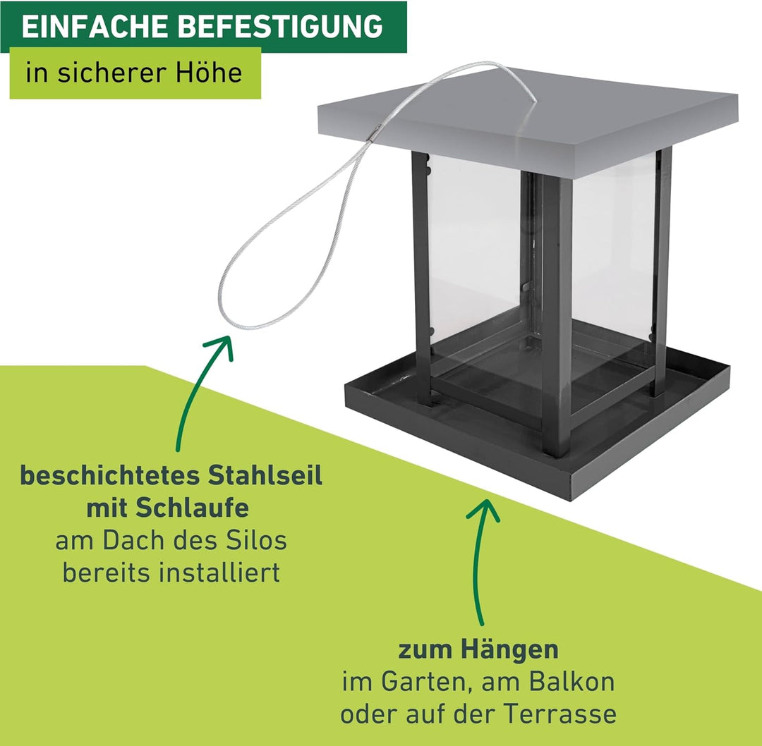 Windhager Vogelfuttersilo View, Vogelfuttersilo, Vogelhaus, Futterspender für Vögel, modernes Vogelh