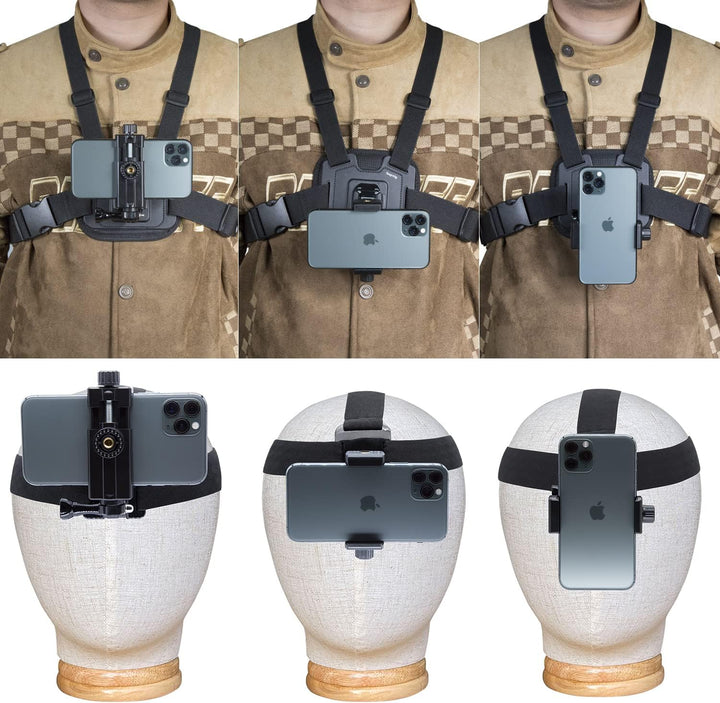 Suptig Handy-Brustgurt-Halterungs-Set für POV/VLOG, Handy-Clip für iPhone, Samsung, GoPro Hero 13, H
