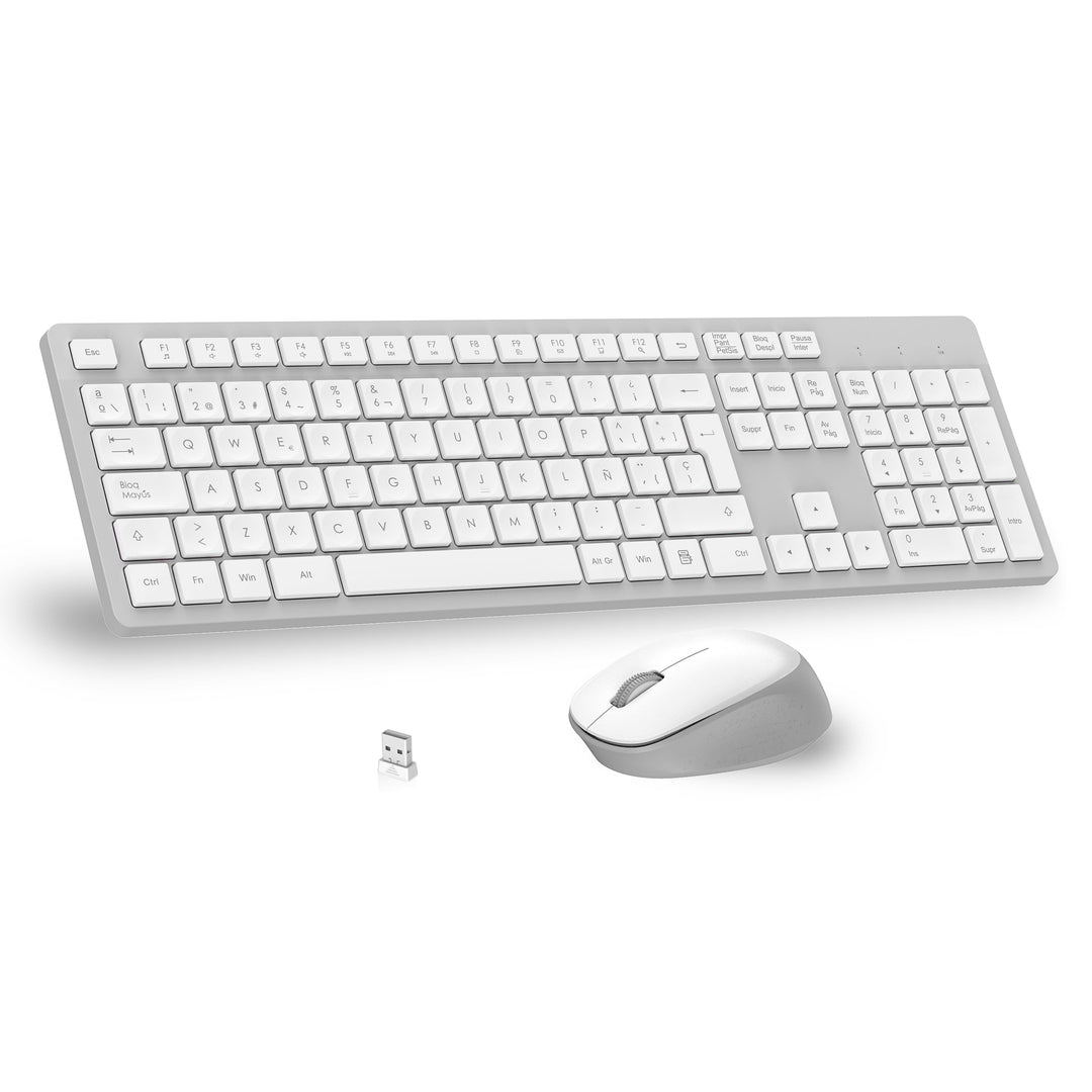 LeadsaiL Kabellose Tastatur und Maus, kabellose Tastatur und Maus, ergonomisch, Spanisch, QWERTY, vo