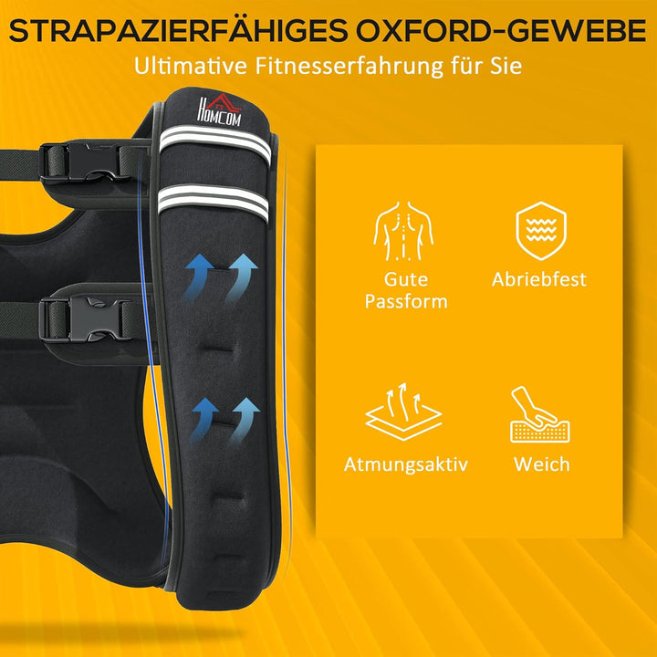 HOMCOM Gewichtsweste Weight Vest 10 kg verstellbar für Gewicht Tranning Krafttrainning Mann/Frau Oxf