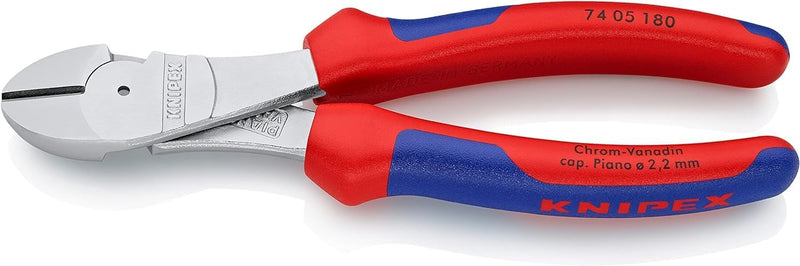 Knipex Kraft-Seitenschneider verchromt, mit Mehrkomponenten-Hüllen 180 mm 74 05 180 verchromt 180 mm