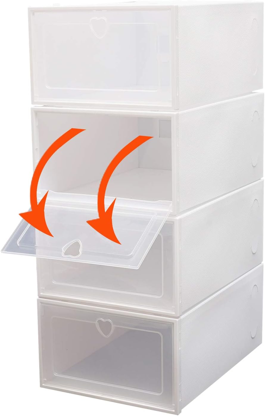 Grosses 20er Pack Schuhkarton Klare Schuhaufbewahrungsboxen Plastik Stapelbar Platzsparend Faltbar S